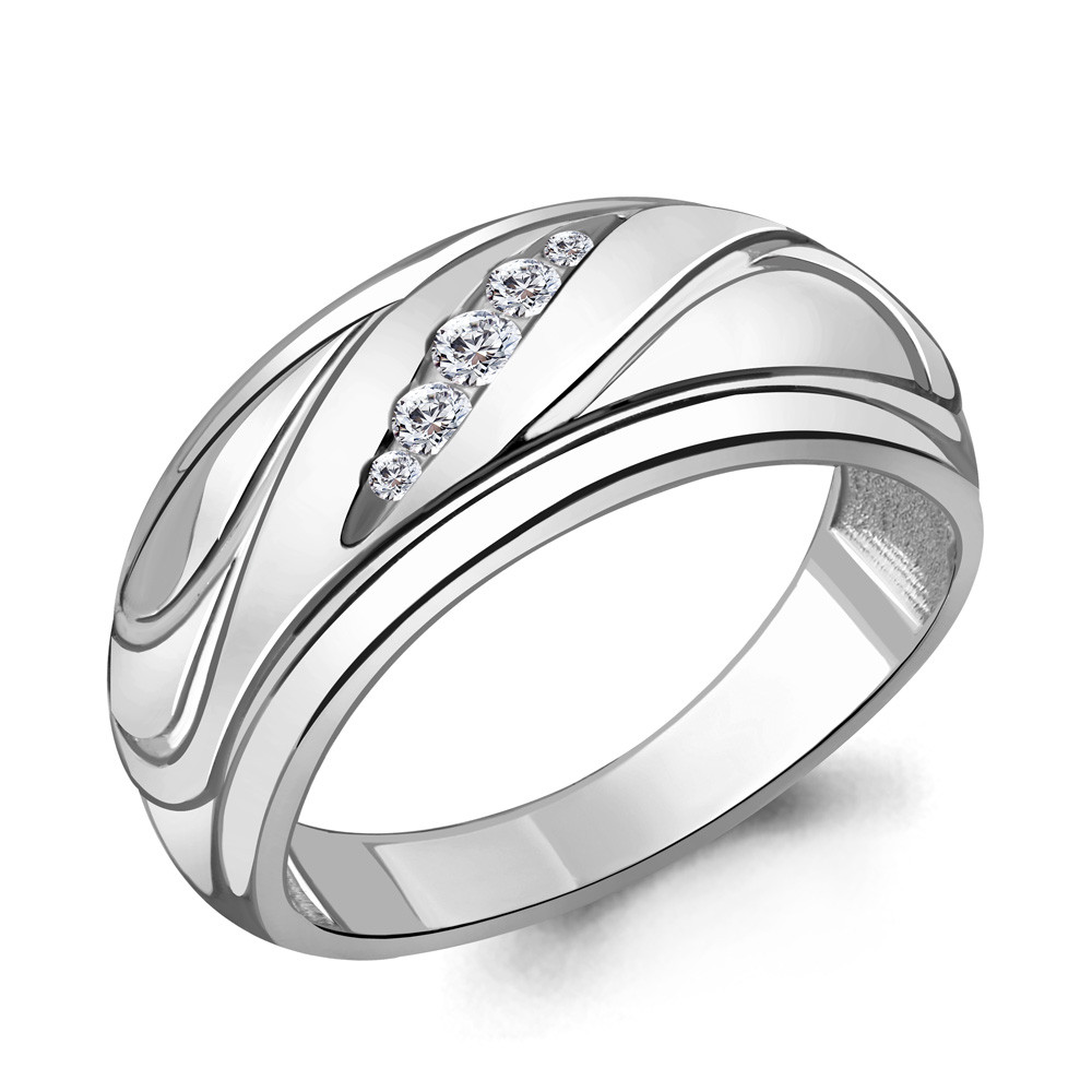 Кольцо из серебра  Фианит Aquamarine 68561А.5 покрыто  родием