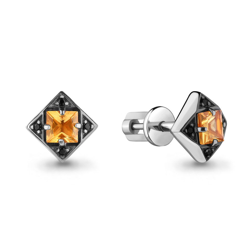 Серьги Aquamarine серебро с родием 4486506Ч.5