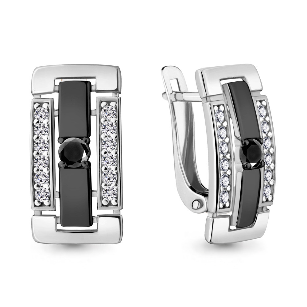 Серьги серебряные классические, 0 Aquamarine 48086АЧ.5 покрыто родием