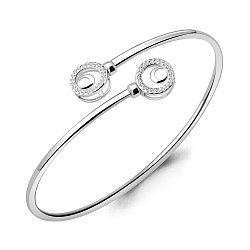Жёсткий серебряный браслет, Фианит Aquamarine 74163А.5 покрыто  родием