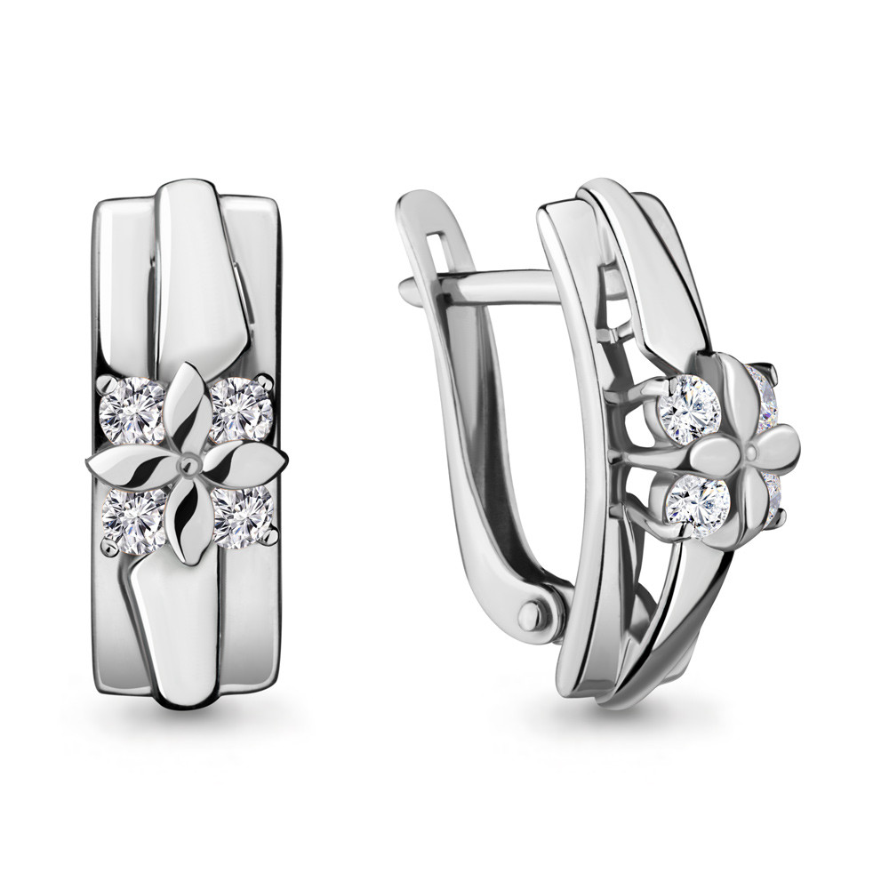 Серьги серебряные классические Aquamarine 46674А.5 покрыто родием