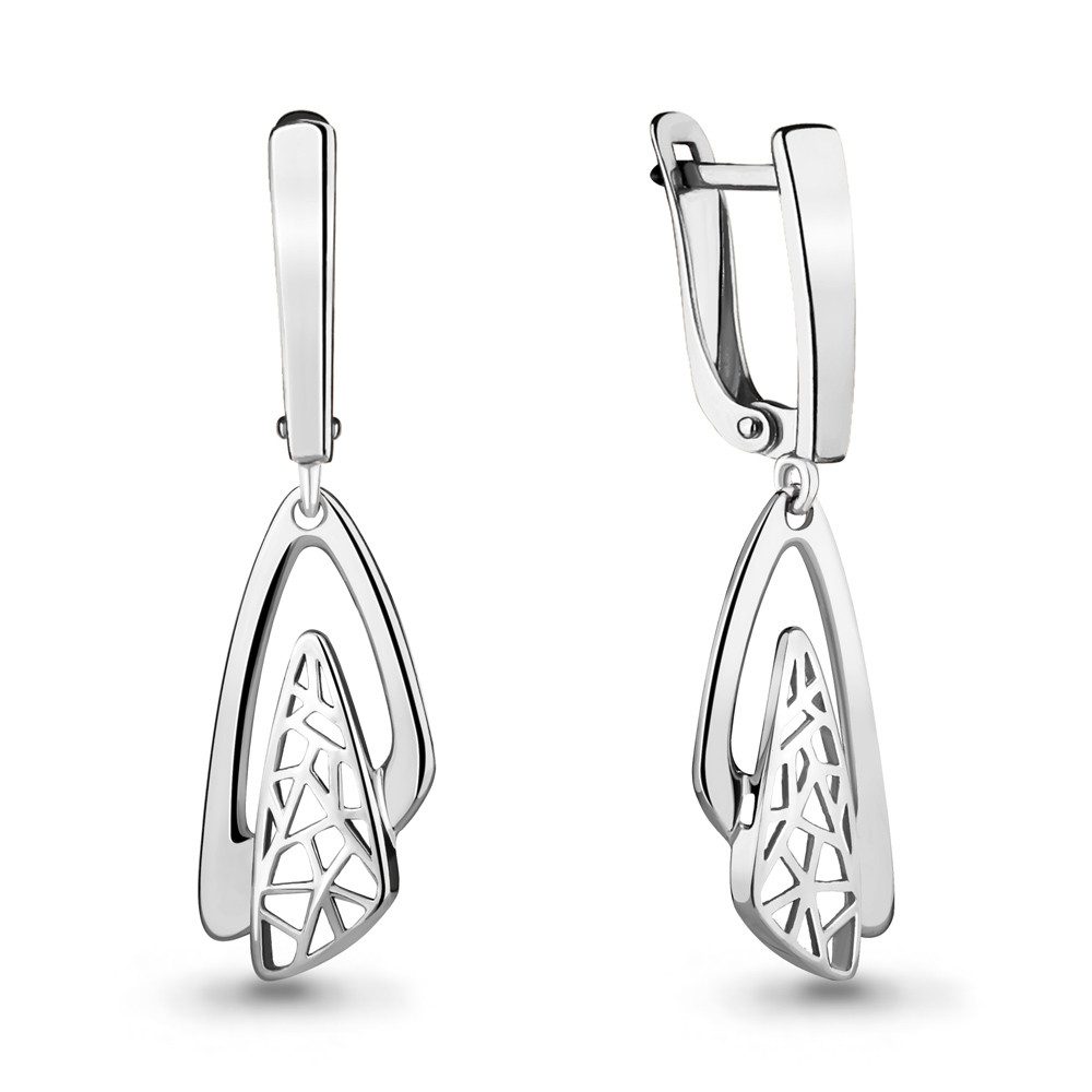 Серьги длинные из серебра Aquamarine 33651.5 покрыто родием