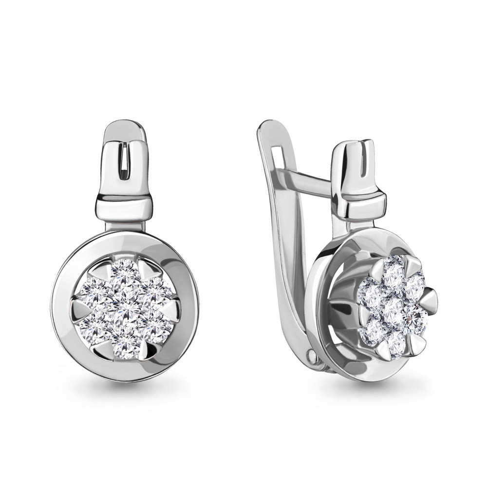 Серьги серебряные классические Aquamarine 46945А.5 покрыто родием