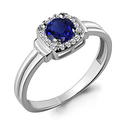 Серебряное кольцо  Фианит  Наносапфир Aquamarine 66567Б.5 покрыто  родием