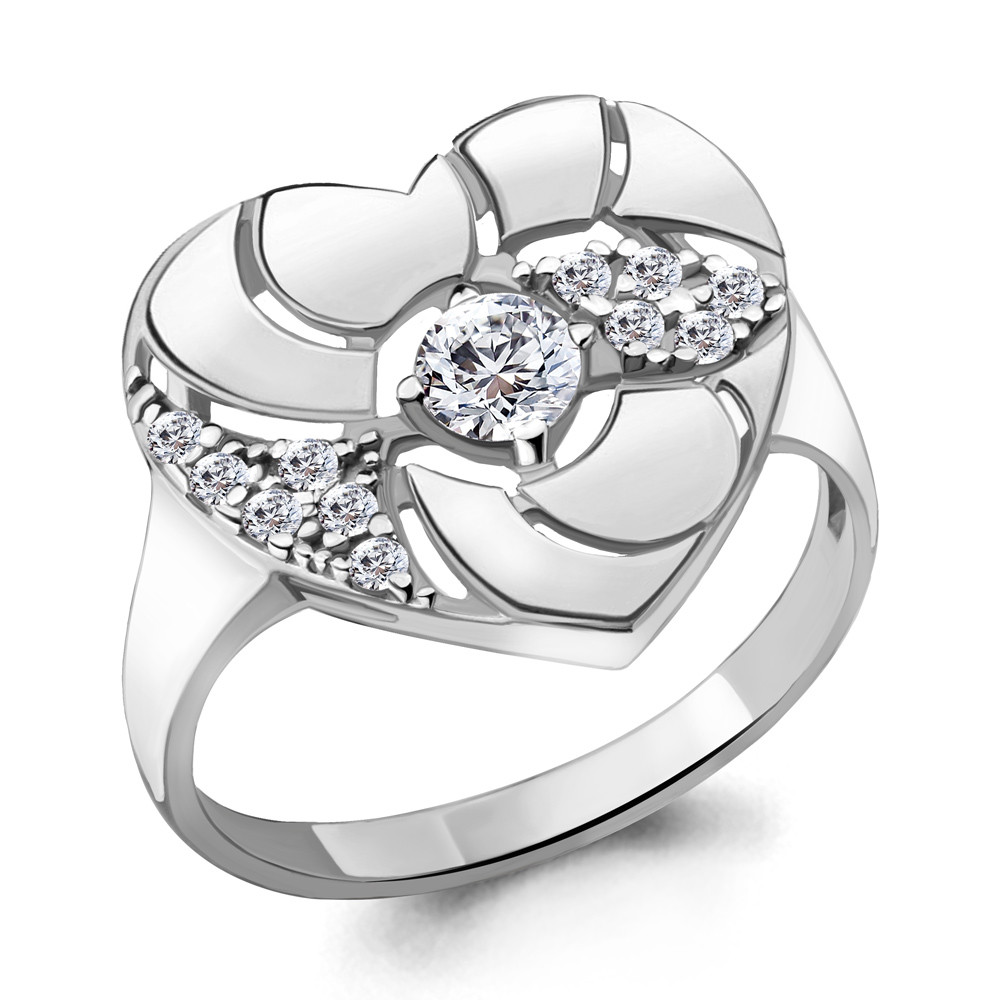 Серебряное кольцо Фианит Aquamarine 68524А.5 покрыто родием