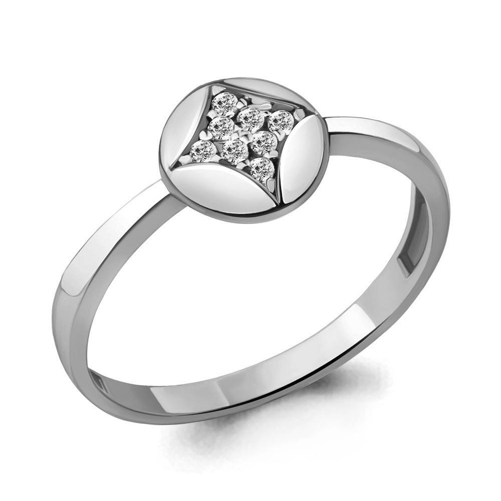 Серебряное кольцо  Фианит Aquamarine 68552А.5 покрыто  родием