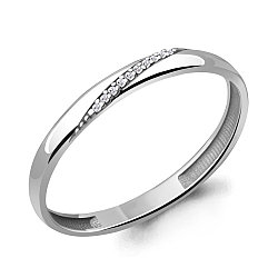 Серебряное обручальное кольцо  Фианит Aquamarine 63497А.5 покрыто  родием коллекц. Love story