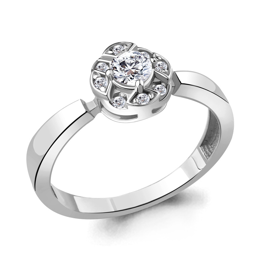 Серебряное кольцо Фианит Aquamarine 68540А.5 покрыто родием