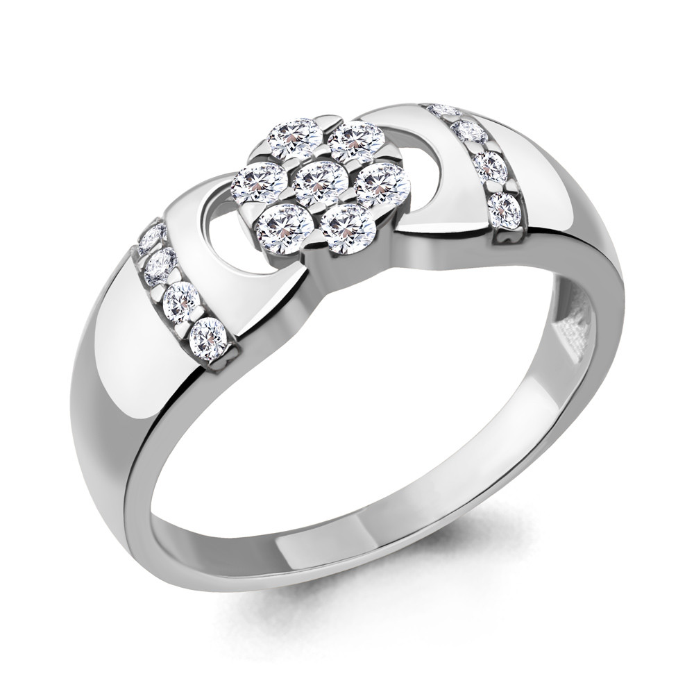 Серебряное кольцо  Фианит Aquamarine 68530А.5 покрыто  родием