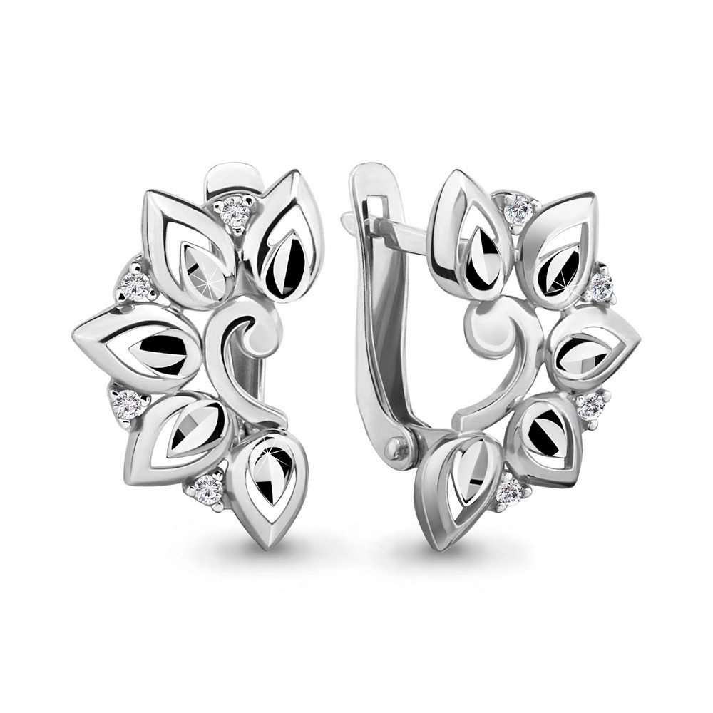 Серьги серебряные классические Aquamarine 46549А.5 покрыто родием