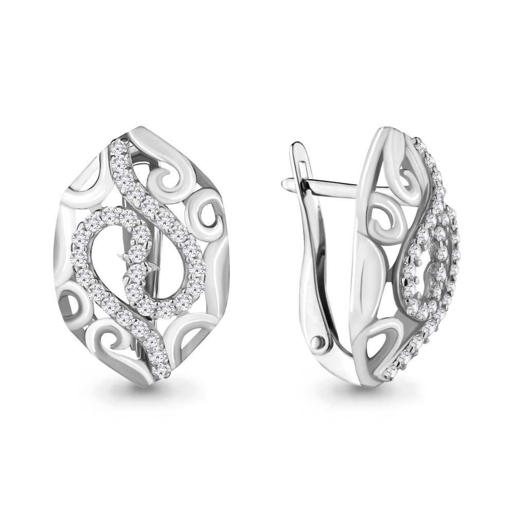 Серьги серебряные классические Aquamarine 46363А.5 покрыто родием