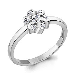 Серебряное кольцо  Фианит Aquamarine 68599А.5 покрыто  родием