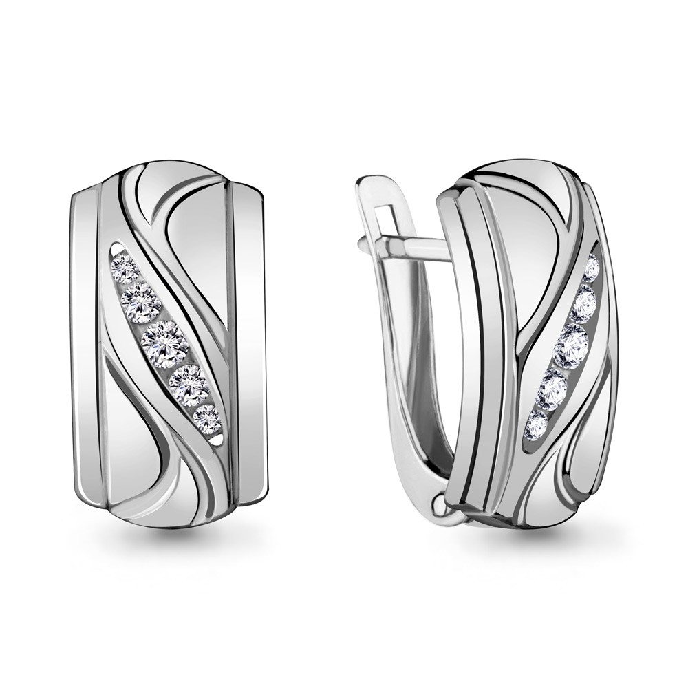 Серьги серебряные классические, Фианит Aquamarine 48028А.5 покрыто родием