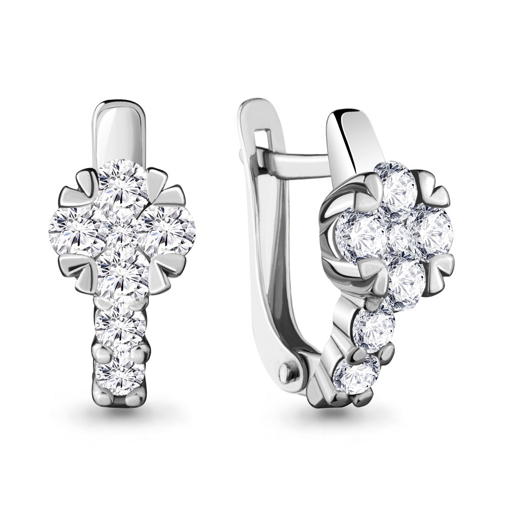 Серьги классические Aquamarine 48118А.5 покрыто родием