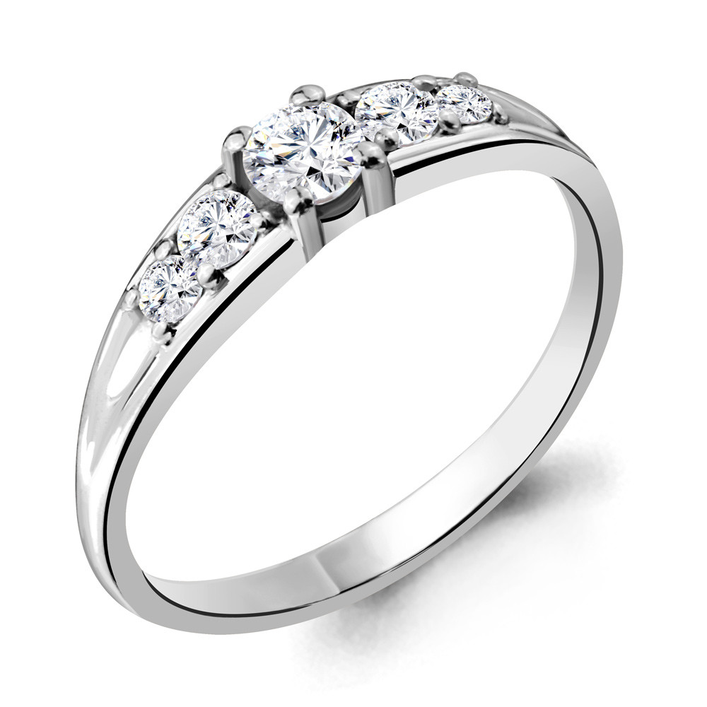 Серебряное кольцо  Фианит Aquamarine 62434А.5 покрыто  родием