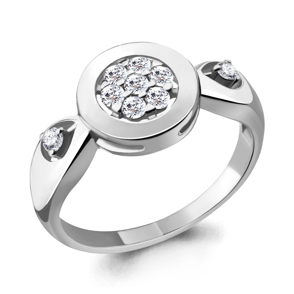 Серебряное кольцо  Фианит Aquamarine 68526А.5 покрыто  родием