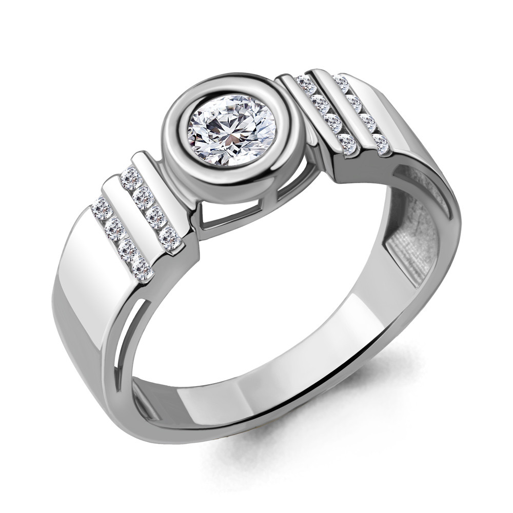 Серебряное кольцо  Фианит Aquamarine 69161А.5 покрыто  родием