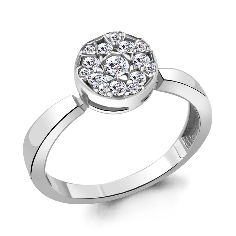 Серебряное кольцо  Фианит Aquamarine 68541А.5 покрыто  родием