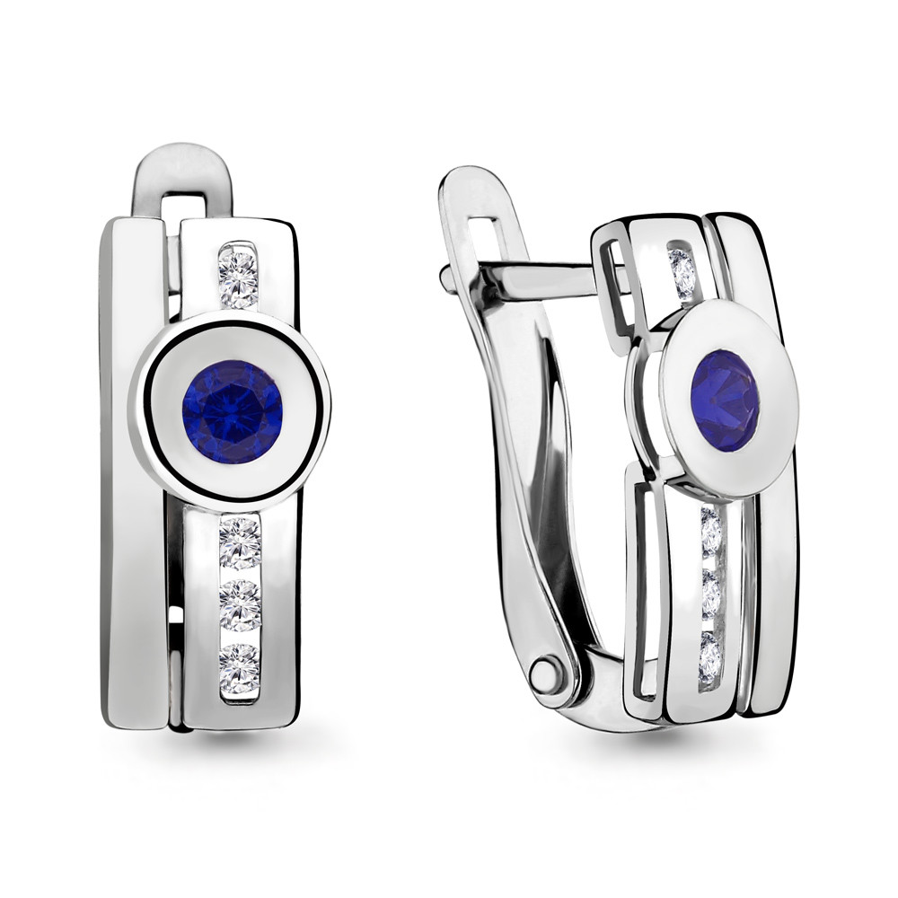 Серьги серебряные классические Aquamarine 46114Н.5 покрыто родием