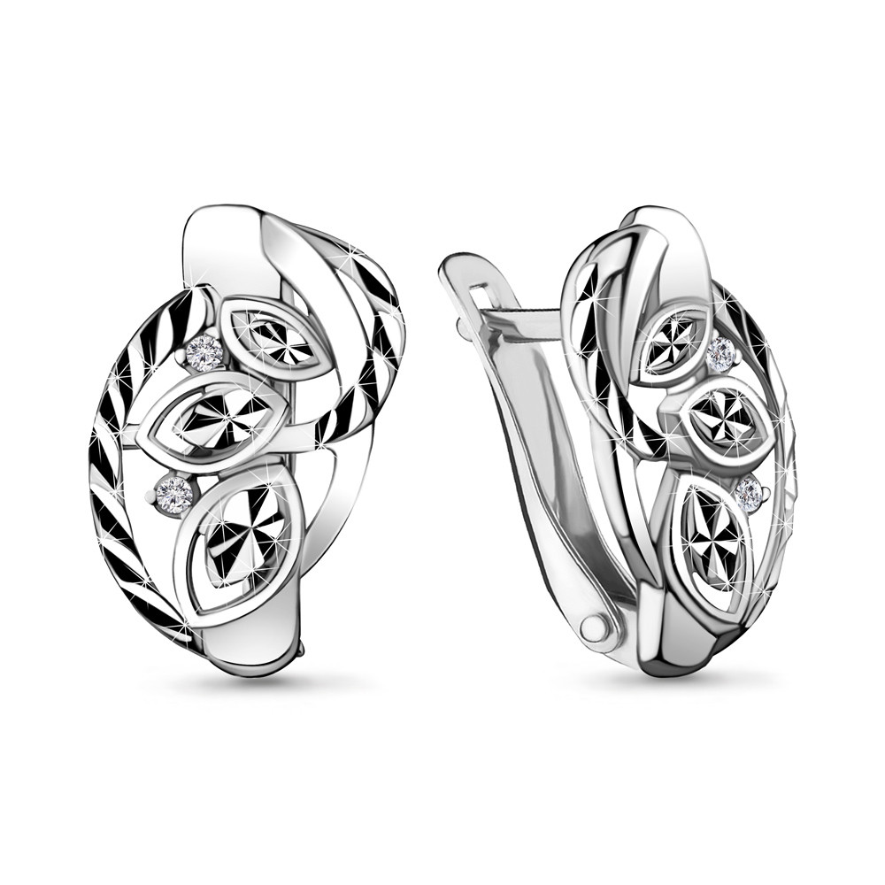 Серебряные серьги Aquamarine 48186А.5 покрыто родием