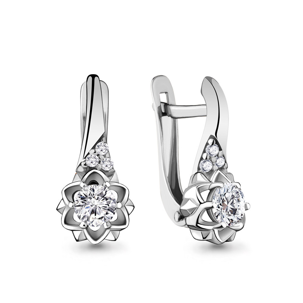 Серьги классические Aquamarine 48202А.5 покрыто родием