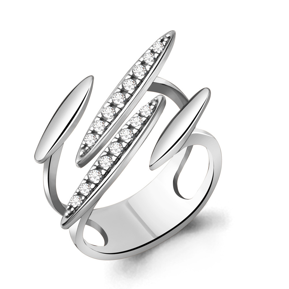 Серебряное кольцо  Фианит Aquamarine 68668А.5 покрыто  родием