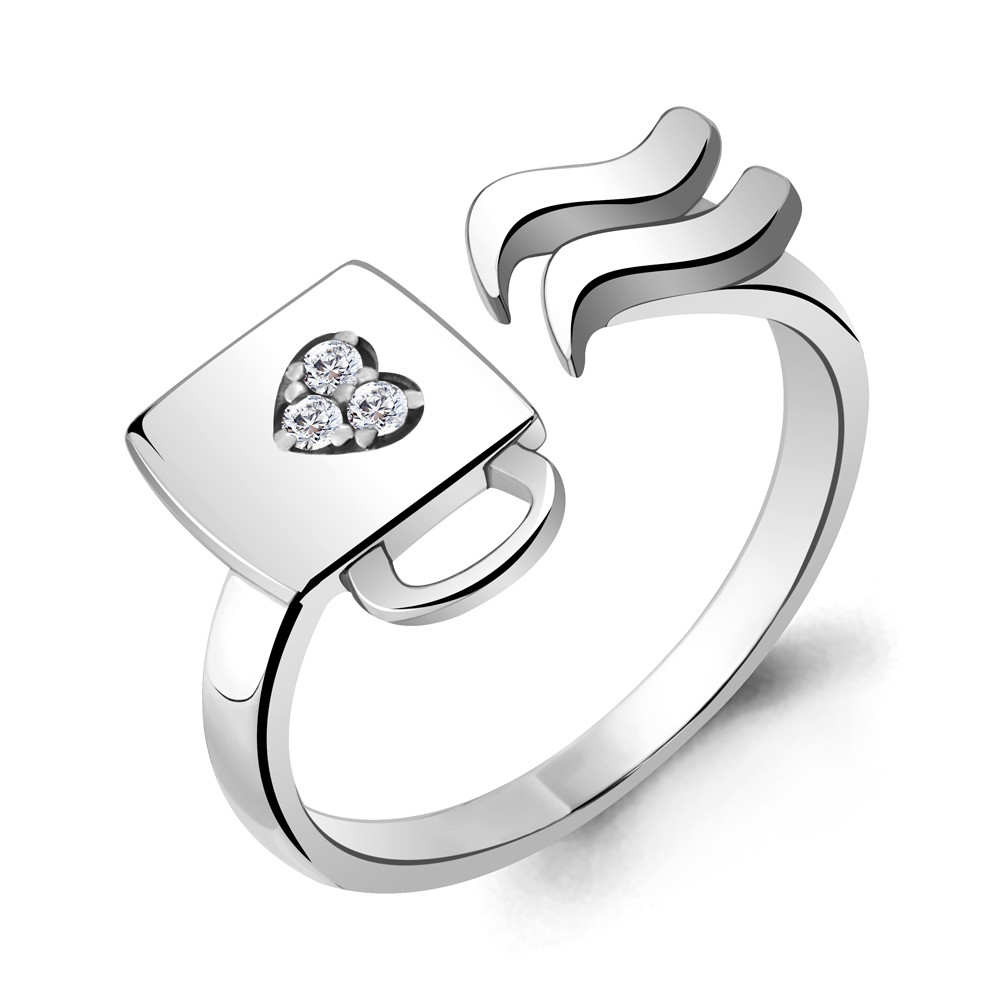 Кольцо серебряное тематическое  Фианит Aquamarine 68673А.5 покрыто  родием