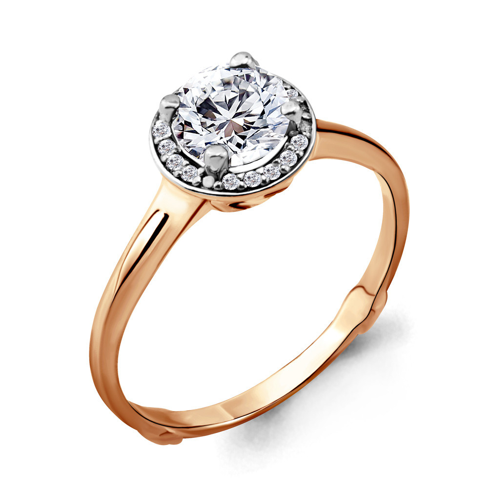 Серебряное помолвочное кольцо 63991А.6 позолота
