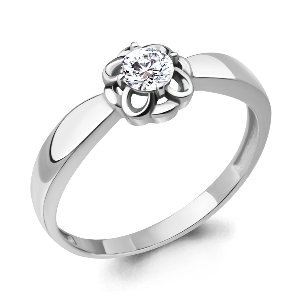 Серебряное кольцо  Фианит Aquamarine 68641А.5 покрыто  родием