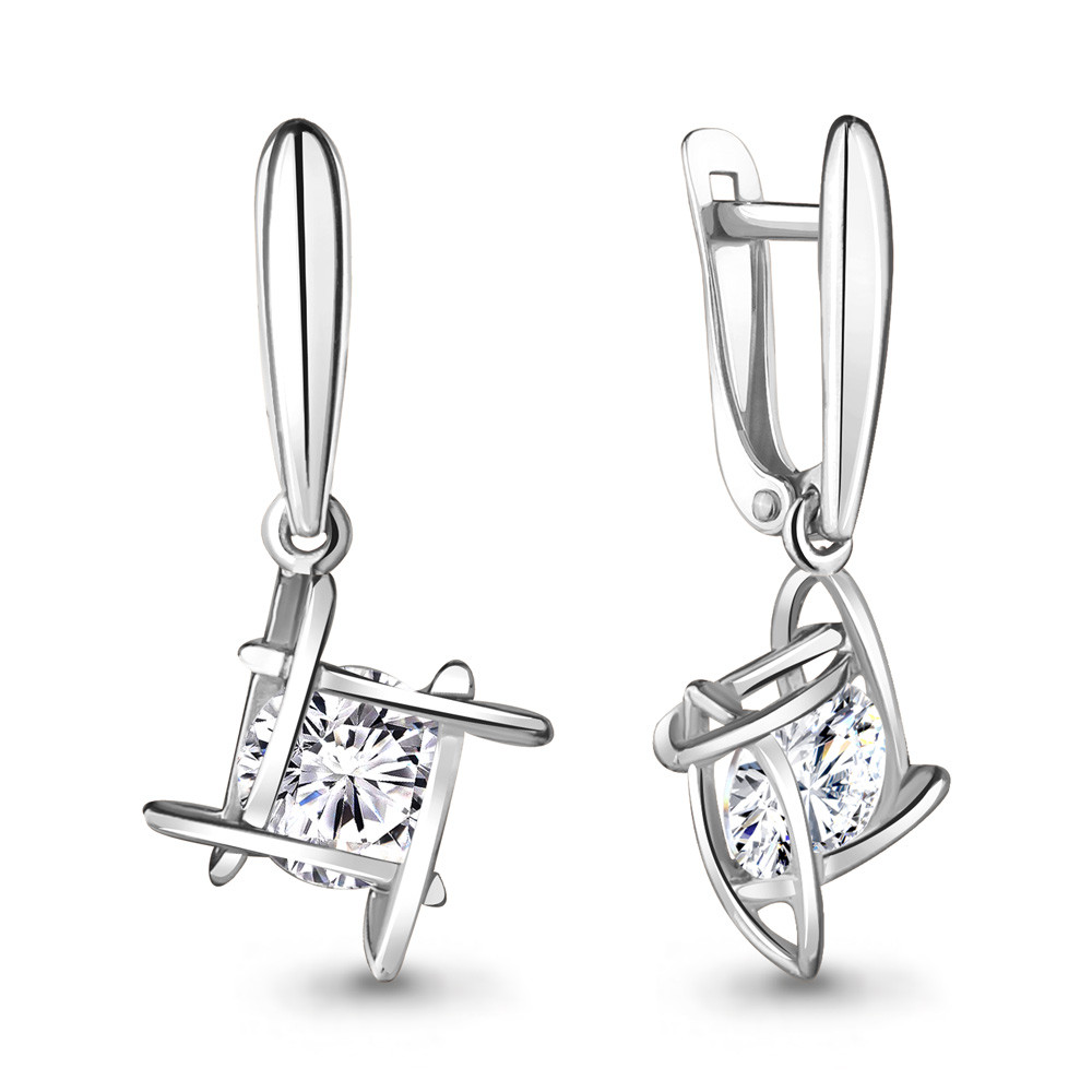 Серьги длинные Aquamarine 48302.5 покрыто родием