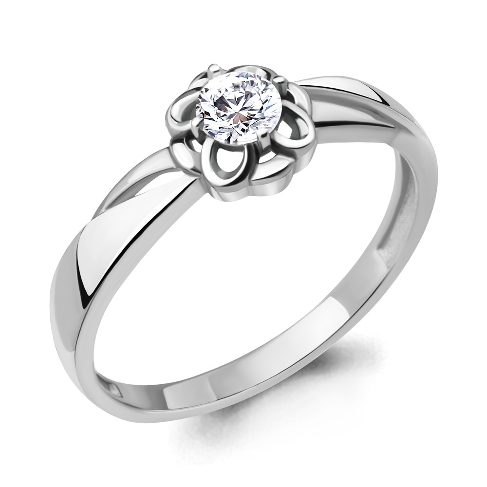 Серебряное кольцо Фианит Aquamarine 68643А.5 покрыто родием