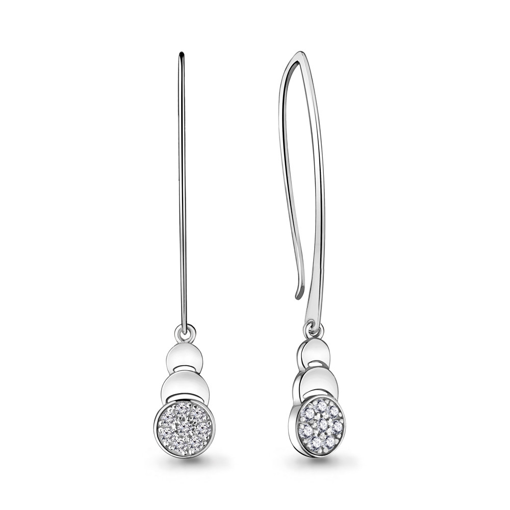 Серьги-скобы Aquamarine 48345А.5 покрыто родием