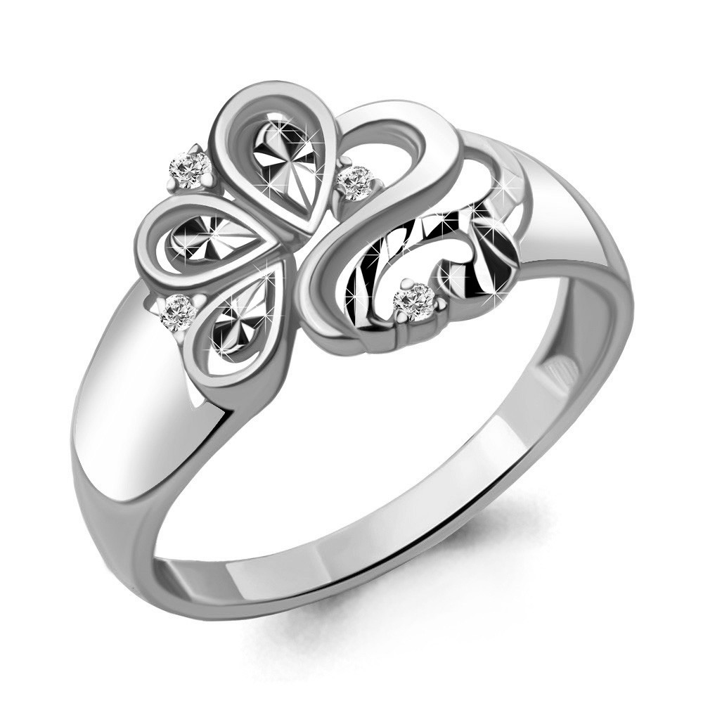 Серебряное кольцо  Фианит Aquamarine 68633А.5 покрыто  родием коллекц. Sunshine