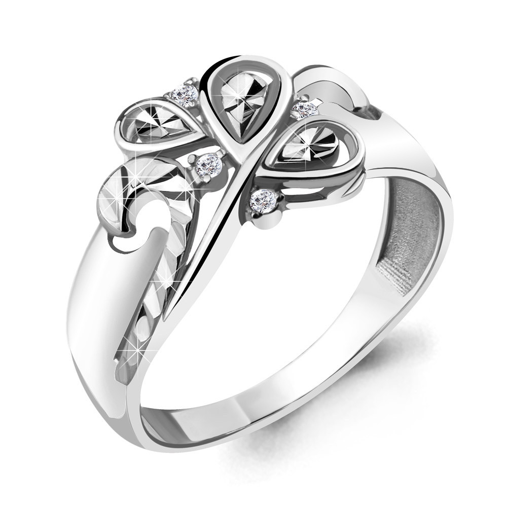 Серебряное кольцо  Фианит Aquamarine 68634А.5 покрыто  родием коллекц. Sunshine