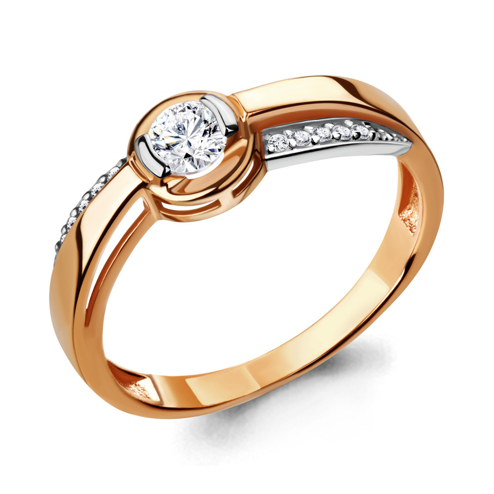 Серебряное помолвочное кольцо Aquamarine 66572А.6 позолота