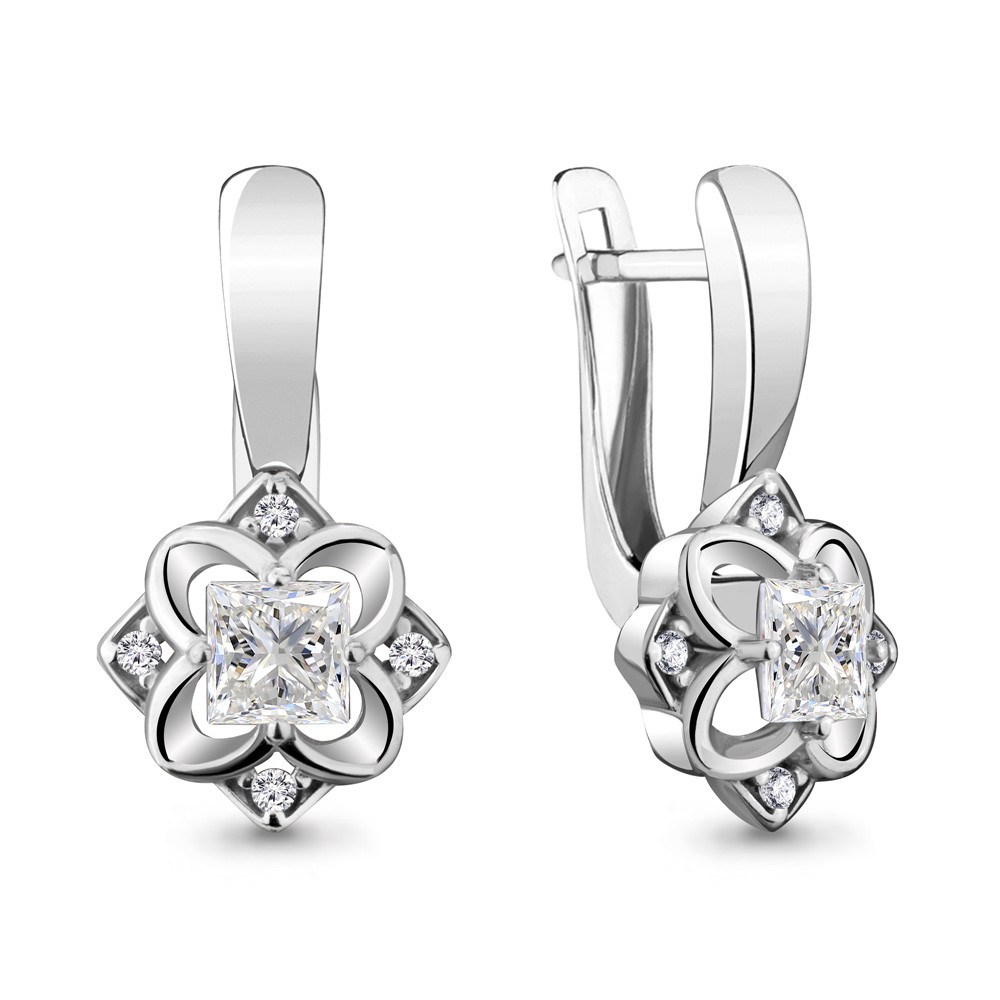 Серьги Aquamarine серебро с родием 48199А.5