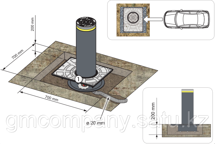 Автоматический дорожный блокиратор (боллард) STOPPY MBB/ DACOTA 220/500 - фото 3 - id-p98371891