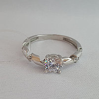 Серебряное кольцо, Фианит AQUAMARINE 68866А.5 покрыто родием