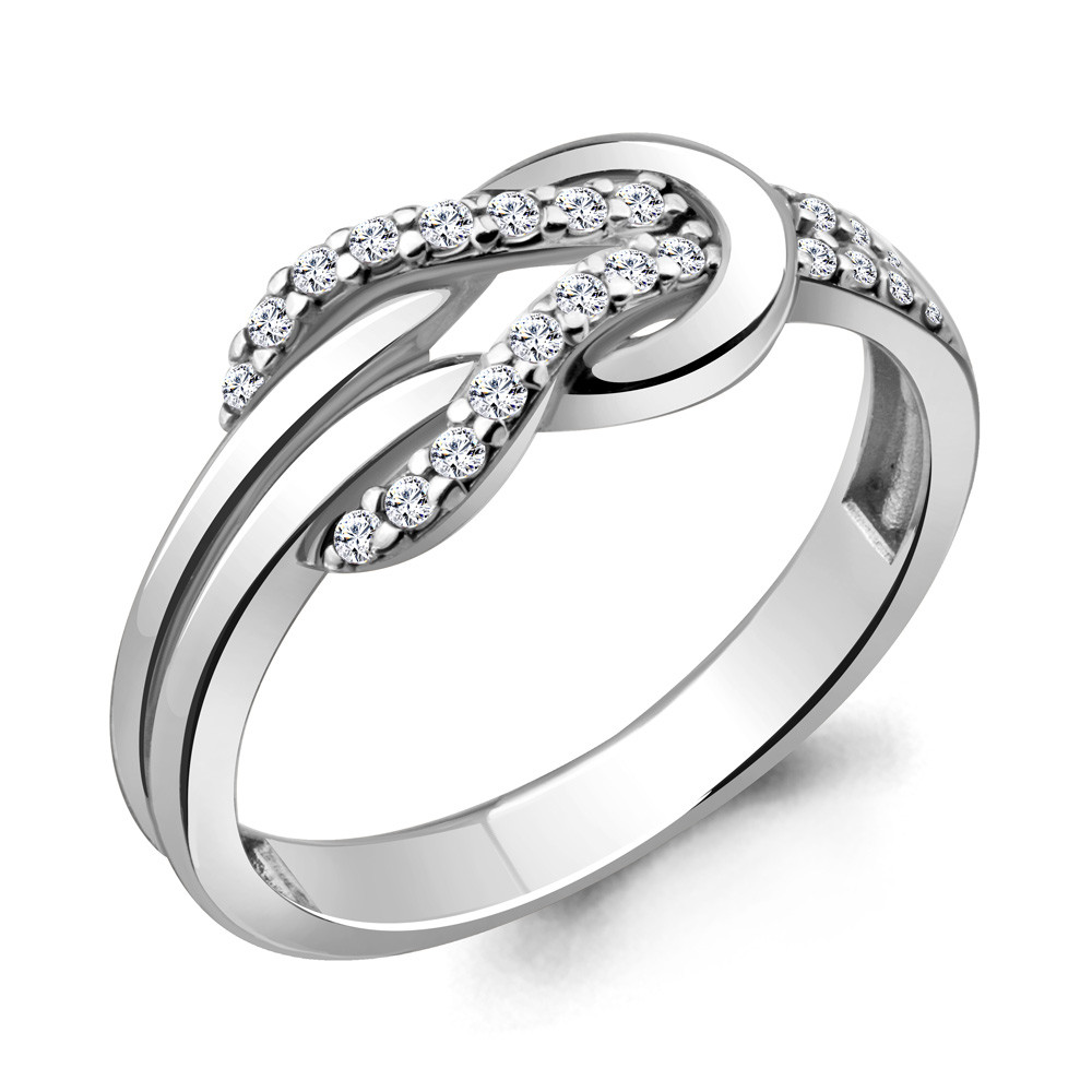 Серебряное кольцо  Фианит Aquamarine 68741А.5 покрыто  родием