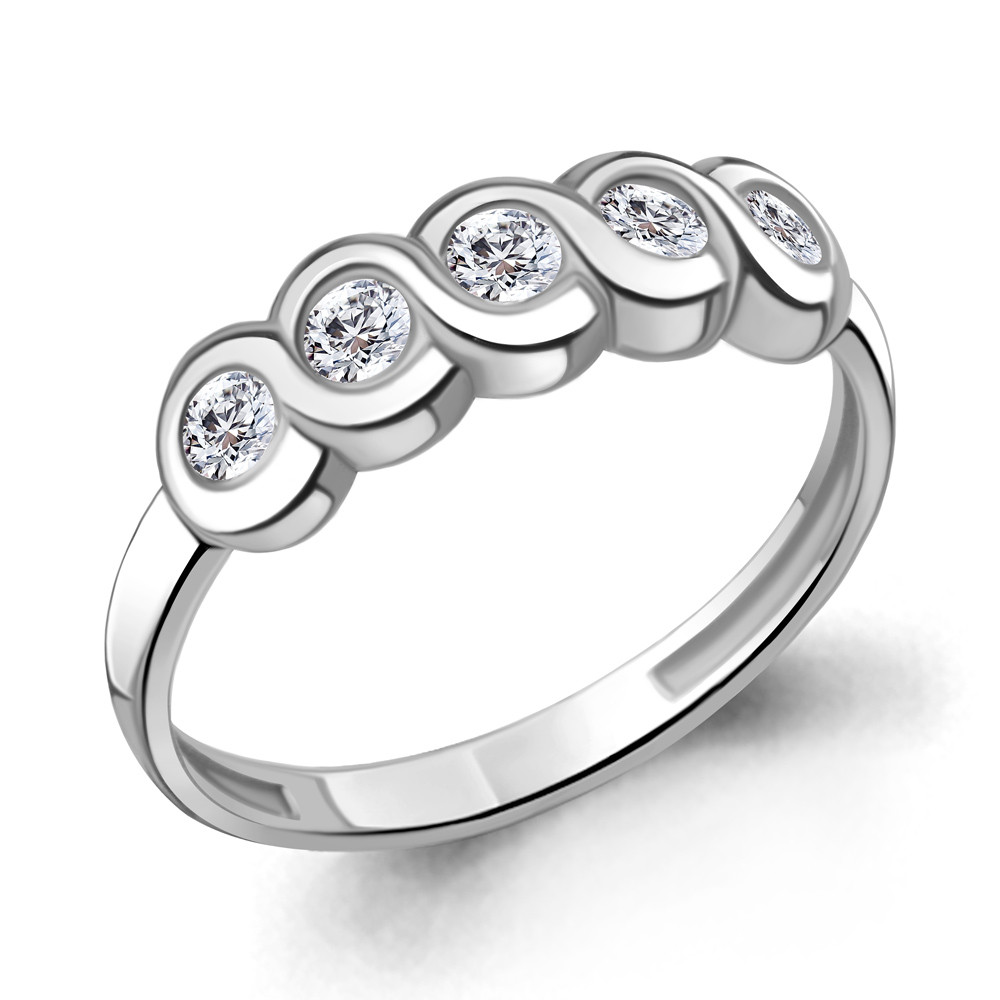Серебряное кольцо Фианит Aquamarine 66088А.5 покрыто родием