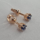 Серебряные серьги-пусеты  Наносапфир Aquamarine 42893Б.6 серебро с позолотой, фото 2