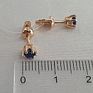 Серебряные серьги-пусеты  Наносапфир Aquamarine 42893Б.6 позолота, фото 3