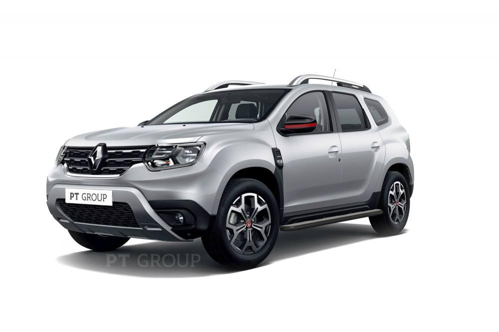 Защита порогов с алюм. площадкой Ø51 мм ШАГРЕНЬ (ППК) RENAULT Duster 2021-