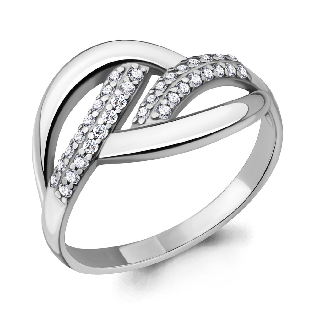 Серебряное кольцо, Фианит Aquamarine 62491А.5 покрыто родием