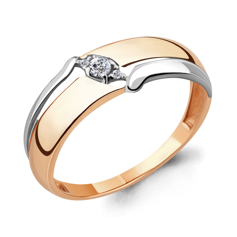 Серебряное кольцо Фианит Aquamarine 68274А.6 позолота