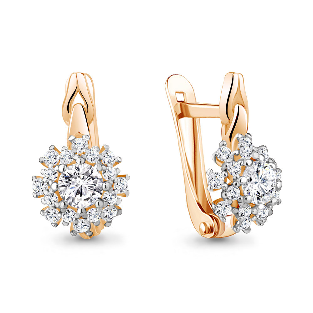 Серебряные серьги Фианит Aquamarine 49192А.6 позолота