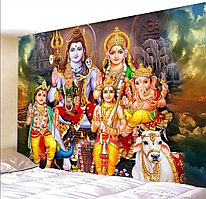 Полотно с изображением Шивы, Парвати, Ганеши и Карттикеи