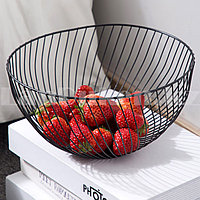 Миска для фруктов металлическая корзинка геометрической формы большая черная