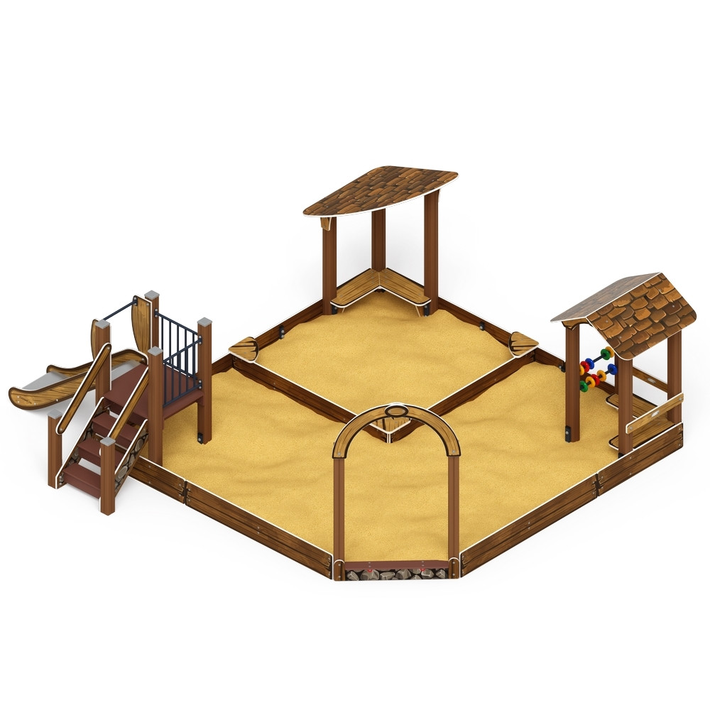 Песочный дворик с горкой ИО 6.01.05-02 (коричневый) - фото 1 - id-p98351379