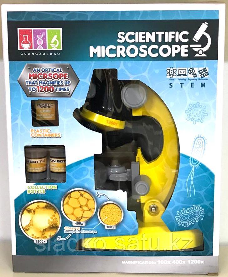 Микроскоп детский с увеличением 100-400-1200 желтый - фото 1 - id-p98374547